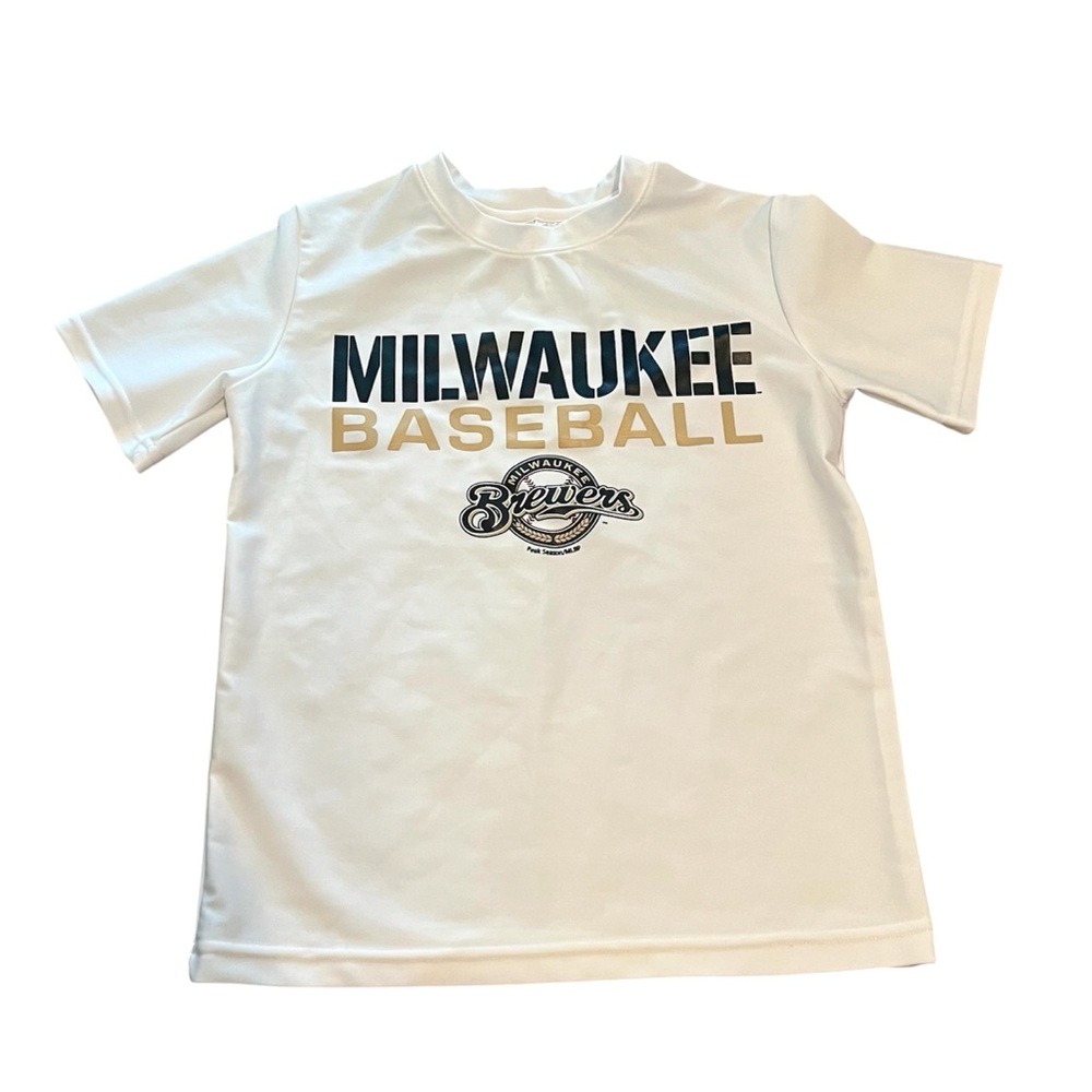 Genuine Merchandise Milwaukee Baseball Kids Tee - White and Gold